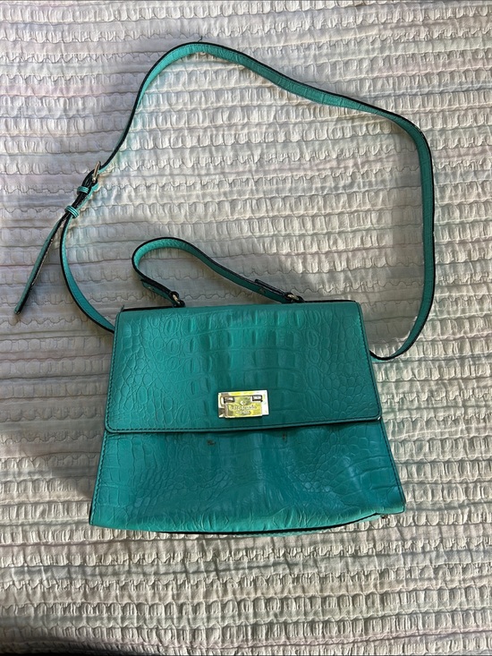 kate spade Handbags - kate spade teal croc-embossed top-handle crossbody